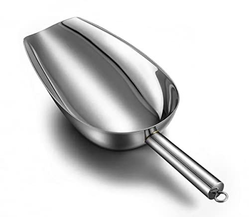 Senvasfa Eisschaufel aus Edelstahl Perfekt als Trockenwarenschaufel, Süßigkeitenschaufel, strapazierfähig, hochglanzpoliert, 1 Stück