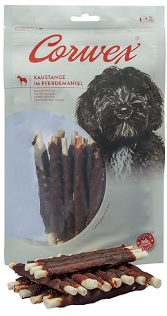 Corwex Kaustange (200g, Pferd) mit Fleisch ummantelt, Getreidefreie, Premium Kausnack für Sensible Hunde