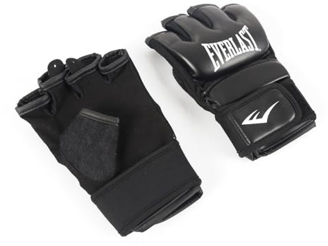 Everlast Core Everstrike MMA-Handschuhe (S), Schwarz – Trainingshandschuhe für Pratzen & Sparring, Flexible Zonen, gepolsterte Knöchel, doppelter Klettverschluss – Original Everlast Ausrüstung