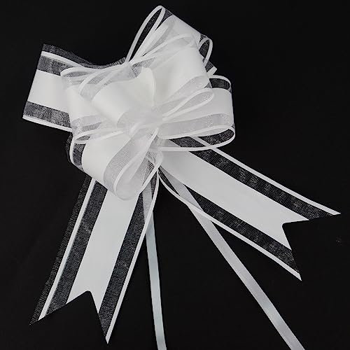 AWCIGG® 100 Stück Weiss Schleifen Große Weiß Dekoschleife Hochzeitsschleife Ziehschleife mit Geschenkband für Hochzeit, Auto, Geburtstag, Geschenktüten, Geschenkkörbe