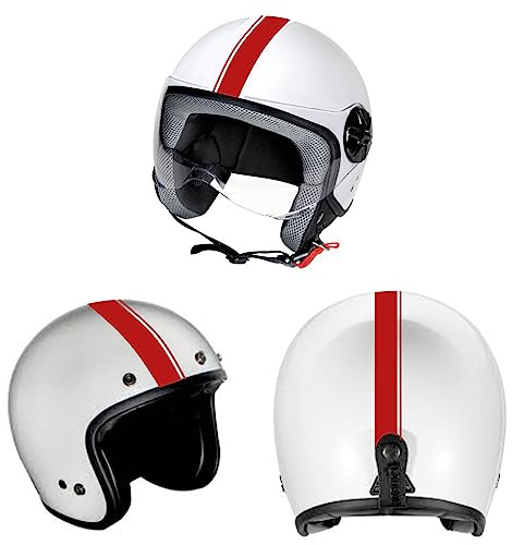 DualColorStampe Aufkleber für Motorradhelm, Motorradhelm, Universal-Helm-Streifen-Design, Sport-Aufkleber, Streifen, Doppel-Aufkleber, C0067 (Rot)