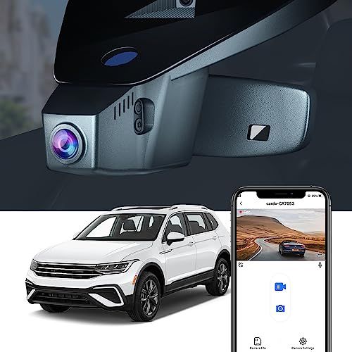 Fitcamx Dashcam 4K Geeignet für VW Tiguan 2016-2024 (HD2-6179), Autokamera 2160P UHD Video WiFi, Parkmonitor, G-Sensor, Loop-Aufnahme, OEM Volkswagen Zubehör, WDR Dash Camera, Plug & Play, 64GB Karte