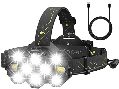 Victoper Rechargeable Head Torch –Upgraded Super Bright 22000 Lumen 10 LED 10 Modes Head Torches LED Rechargeable Headlight IPX4 Headlamp Hands-Free Flashlight for Camping Fishing