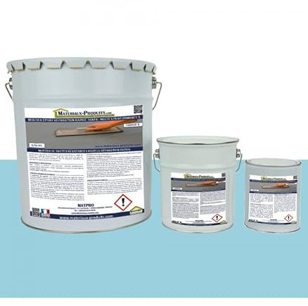 MATPRO - Mortier Époxy Réparation Rapide Trafic - Sans Solvant ni Retrait - Réparation Sols Béton Escaliers - Antidérapant et Imperméable - Bleu Piscine - 2.5Kg