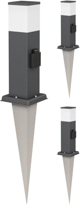 ledscom.de 3x Pollerleuchte POLLY mit Erdspieß für außen, 35cm, anthrazit, Steckdose, inkl. G9 Leuchtmittel, 501lm, warmweiß