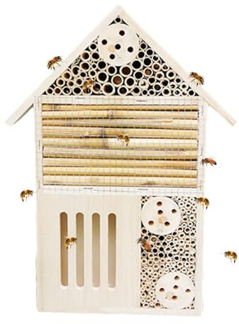 Ristyur Mason Bee House Leer, Naturholz Mason Bee Box | Stabile und stilvolle Gartendekoration, Bienenstock für Marienkäfer, bestäubende Bienen und Schmetterlinge