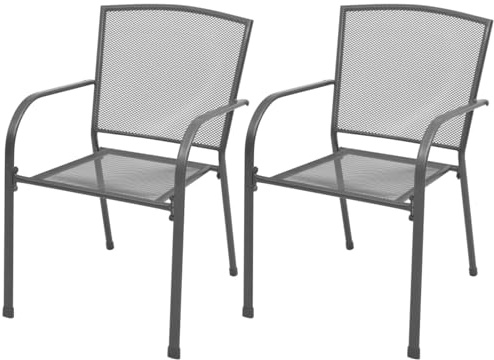 Rantry Stapelbare Gartenstühle 2 Stk. Stahl Grau Gartenmöbel Model42705