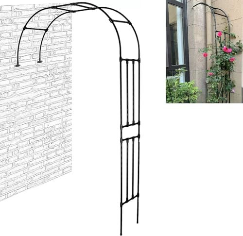 WXXSHGDW Half Sided Arch Against the Wall, Garden Arch Trellis, Iron Garden Arch Arbor Trellis for Climbing Plants, Outdoor Garden Arch Trellis Arbor for Home Yard and Garden(Color:Black,Size:210cmx24