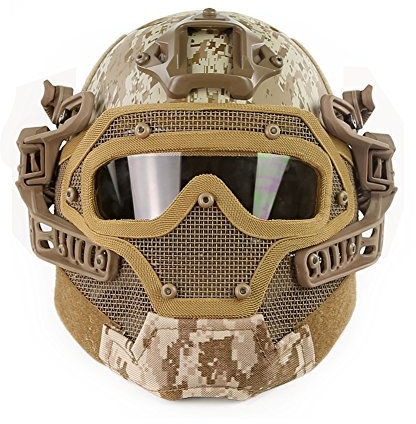 ANSNOW Pj Fast Helm Airsoft Paintball Schutzhelm Vollgesichtsmaske Molle Mesh Atmungsaktive Schutzbrille Für Militär Cs Paintball Schießen, Jagen, Radfahren, Motorradfahren, Outdoor-Sport/Dd