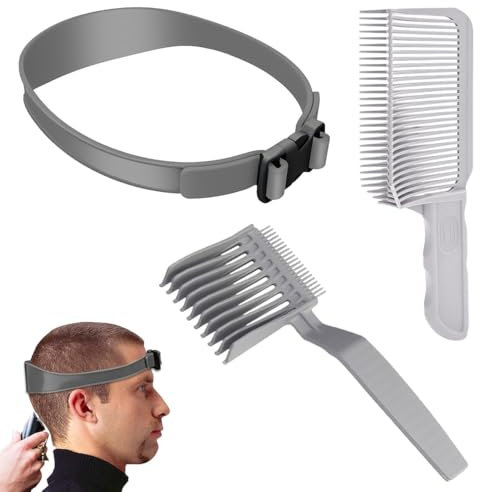 3 Pezzi Sfumatura Capelli Uomo Set, Pettine Capelli, Pettine Da Parrucchiere, 2 Pezzi Pettine Di Posizionamento Curvo, Fascia Taglio Capelli Curva Regolabili