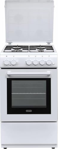 DL554EW - Cuisinière à gaz avec four électrique, 4 feux, 50 x 50 cm, Blanc, Classe énergétique A