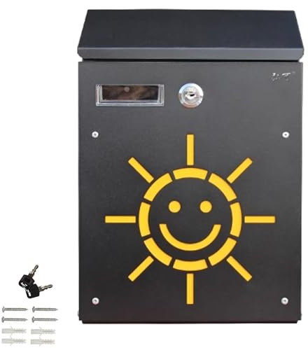 LYUCAYHQ Cassette Postali per Esterno, Cassetta Postale per Pacchi Resistenti alle Intemperie per Esterni, Acciaio Zincato con Sportello in Metallo per Inserimento Posta(Black)