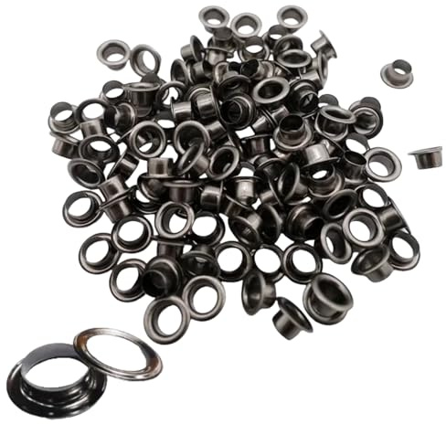 Lot de 120 œillets en métal avec rondelles pour cuir Noir 6 mm