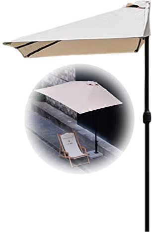 Demi-parasol mural semi-rectangulaire 2 x 1 m 2,5 x 1,3 m en acier avec manivelle, facile à utiliser, protection UV, idéal pour jardin ou terrasse
