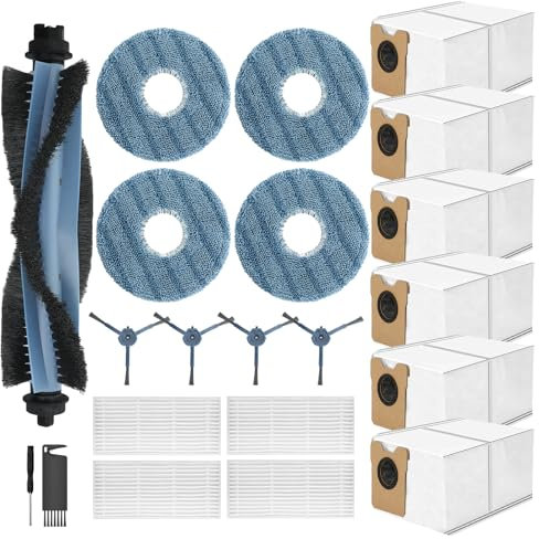 C20 Accessories Replacement Compatible with Eufy C20 Omni Robot Vacuum Cleaner, 1 Main Brush, 4 Filters, 4 Side Brushes, 4 Mop Wipes, 6 Activated Carbon Dust Bags, 1 Cleaning Brush