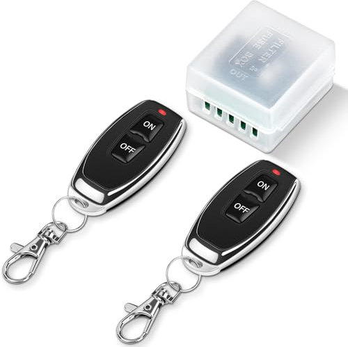 Interrupteur de Télécommande sans Fil 230V 220V 433Mhz RF Commutateur à Distance Sans Fil, Récepteur de Relais de Commande à Distance avec 2 Émetteurs, pour Porte de Garage Volet Roulant Lumières