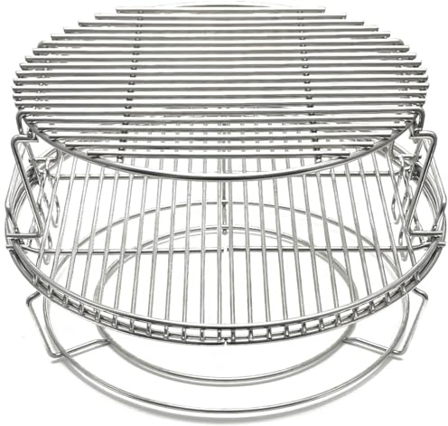 S28 3 Tier 5 Piece 304 Stainless Steel Grill Stack Rack Replacement Kit for Big Green Egg Large, Rack for Eggspander 5 Piece Kit Conveggtor Basket