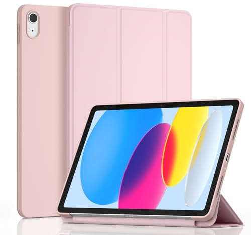 YLK Cover Custodia per iPad 10 Generazione 10,9 2022(A2696 A2757 A2777), iPad 10 Cover con Retro in PC Rigido per iPad (A16) 11 Generazione 11 Pollici 2025 (Rosa)