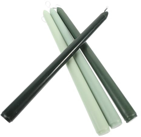 Warmhm Bougies Décoratives Longues et Fines Vertes en Paraffine Parfumées Lot de 4 lors de Dîners et Mariages pour Décoration Romantique de Table