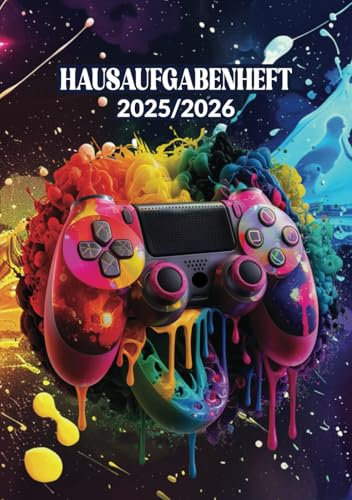 Hausaufgabenheft 2025/2026: Schülerkalender mit Datum für Gymnasium, Jungen, und Teenager, Schuljahr 25/26, Gamer.