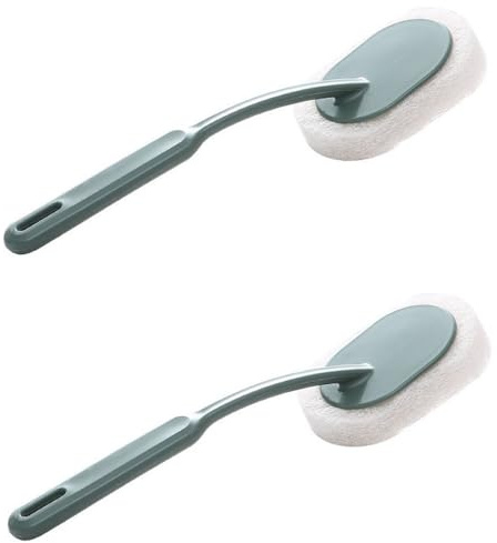 2 Pcs Bath Sponge Cleaner with Handle Long Cleaning Shower Brush Tub (Green-2 Pcs)