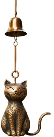 Tiere Windspiel Kinder, Katze Windspiel für Draußen, Kupfer Klangspiel Elegante Tierfiguren mit Glöckchen, Garten Dekoration Hängende Korridor Decor