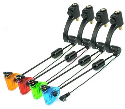 Hirisi Tackle Karpfenangeln for Swinger, 4 Farben,Led Lichter, for Swinger Bissanzeiger AngelzubehöR, Einstellbare ElastizitäT, 2 Stufen，Mit Schnellkupplung