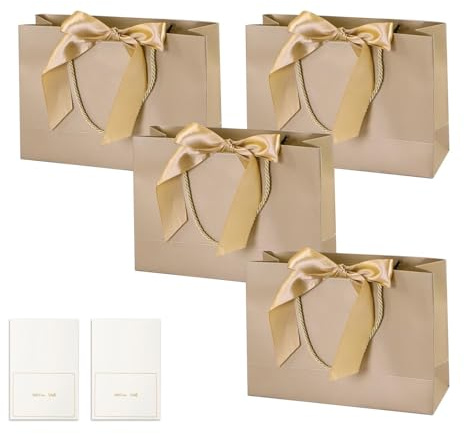 DIYCUT Geschenktüten Hochzeit 4 Stück, Papiertüten mit Henkel