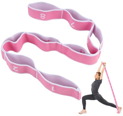 Sangle de Yoga, Band D'étirement de Yoga avec 8 Boucles, Band Elastique Sport, Ceinture de yoga élastique, Sangle d'exercice, Bande Élastique Sport pour Fitness, Pilates et Stretching