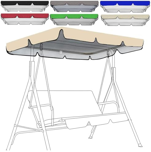 Swing Seat Canopy Replacement 3 Seater,Replacement Canopy For Swing Seat 3 Seater Sizes Garden Hammock Cover,Patio Hammock Swing Chair Top Cover For Garden Outdoor Patio(Size:142*120*18cm,Color:Beige)