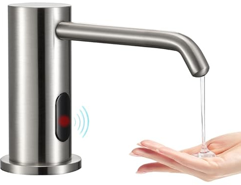 Automatic Soap Dispenser Touchless for Kitchen Bathroom Sink Built in Electric Soap Dispenser Infrared Sensors Liquid Commercial Dispenser with Bottle and Pump 33.81oz/1000ml (Brushed Nickel)