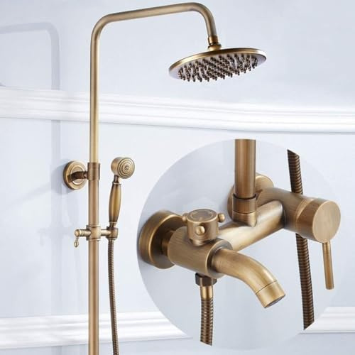 Retro Brons Duschdräkt Duschblandare Med Justerbar Duschpelare Bar 82~112 Cm Duschslang Duschar Duschset Regnduschset