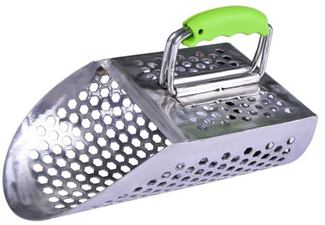 Rastrillo De Pulgas De Arena Detector de Metales con Pala Acero Inoxidable y Mango, Herramienta tamizado rápido for detección , búsqueda Tesoros en Arena Playa(StyleA)