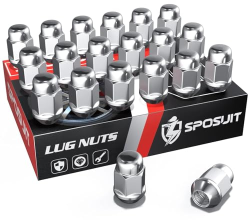 Sposuit M12x1.5 Lug Nuts - Replacement for 2010-2019 Chevrolet Cruze, 2005-2009/2018-2024 Equinox, 1997-2012/2016-2024 Malibu, 2013-2024 Trax - Closed End Chrome Lug Nut(20 Pcs)