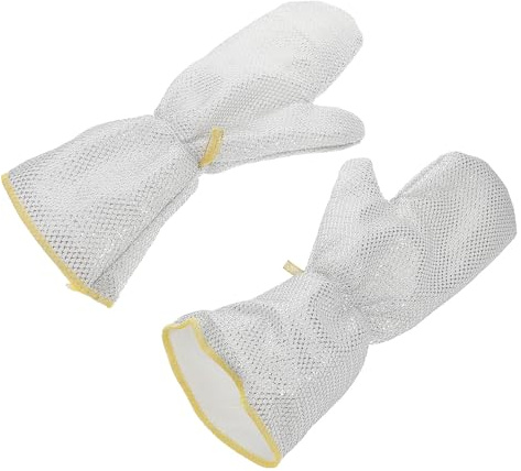 TEHAUX Reusable Wire Dishwashing Gloves 2pcs, Waterproof Heat Resistant Kitchen Cleaning Mitts with Oil Resistant Silver Fiber, Extended Length Hand Protection for Household Use