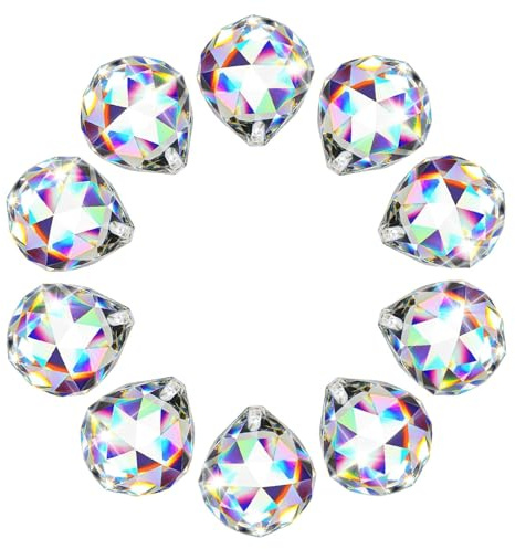 HHXUUAN Sonnenfänger Kristall,10Stück 30mm Prisma Lichtfänger zum Aufhängen | transparent, Regenbogen, Kristallkugel, ohne scharfe Kanten, für Fenster Deko, Feng Shui, Mückenschutz, Hochzeit, Basteln
