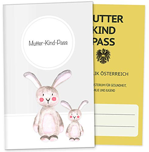 OLGS Mutterkindpasshülle Österreich Hase Mama, Personalisierbare MuKiPass Schutzhülle für Schwangerschaft