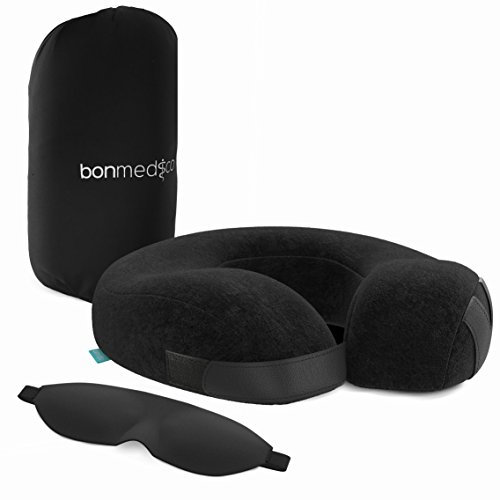 bonmedico Ergonomisches Nackenkissen, Reisekissen und Nackenhörnchen, Travel Pillow Ideal fürs Reisen und Fahrten im Auto, auch für das Büro und Zuhause