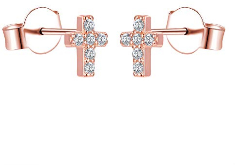 AoedeJ Boucle D'Oreille En Argent 925, Croix Religieux Argent Boucle D Oreille Femme, Zircone Petites Boucles D'Oreilles Pour Fille Enfant Boucle D'Oreille Bijoux (Style 6)