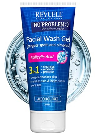 REVUELE No Problem Gel Detergente Viso con Acido Salicilico – Purificante e Anti-Imperfezioni, Riduce Pori e Brufoli, Effetto Opacizzante, 200 ml