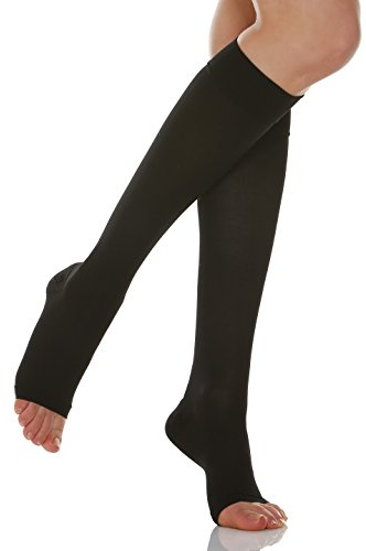 RelaxSan Basic 850A (1 par - Svart, Sz.1) Knästrumpor, öppen tå, 140 den, gradvis kompression 18-22 mmHg