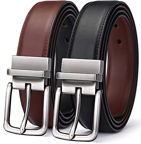 BULLIANT Ledergürtel Herren, Gürtel Herren Wendegürtel 31mm,Größe Angepasst | Herrengürtel Leder Business,Anzug & Jeans,Wendbar Zwei Farben