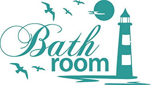 GRAZDesign Wandtattoo Bad Bathroom Leuchtturm maritime Deko Wand Aufkleber - 54x30cm / 054 türkis
