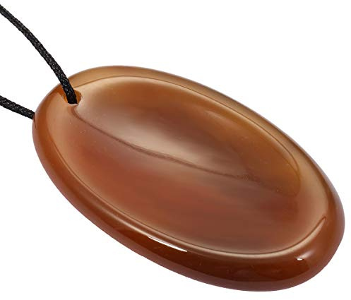 mookaitedecor Natürlich Achat Daumenstein Anhänger, Edelstein Massagestein mit Mulde, Handschmeichler für Heilung Reiki, Größe ca. 49 x 27 x 6 mm | Handschmeichler Daumenstein mit mulde, Achat Kristall Massagestein Anhänger Kette für Männer und Frauen, Heilung Reiki