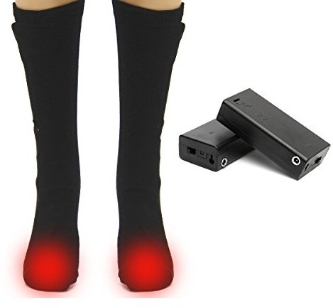 C-Funn Paar elektrische beheizte Socken Hot Boot Fußwärmer für Motorradfahren Skifahren Schwarz - Schwarz