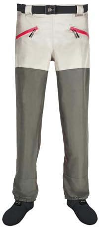 WONITAGO Waist Wader for Men and Women, 3 Ply Breathable Waterproof Waist High Pants with Stockingfoot, M