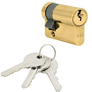 Cylindre de serrure 3 clés demi-cylindre laiton longueur 9/65 mm