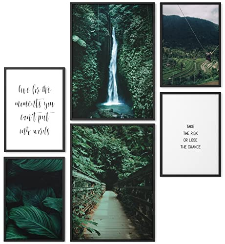 Papierschmiede® Mood Poster Set Wild Adventure, Bilder Wohnzimmer Deko Schlafzimmer, 2x 30x40 cm und 4x 20x30 cm, Natur Wald Wasserfall Grün - Wandposter ohne Rahmen