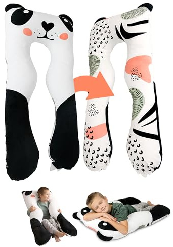 MAKOSAS Komfortkudde hälsa barnkudde för säng sova | Anti-stress | ADHD kudde barn (Panda)