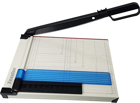 TEXALAN(R) Paper Cutter Letter Size Paper Trimmer 12” Cut Length 12 Sheet Capacity Guillotine Paper Photo Cutter with Magnet Clamp, Paper Guide, Size Guideline